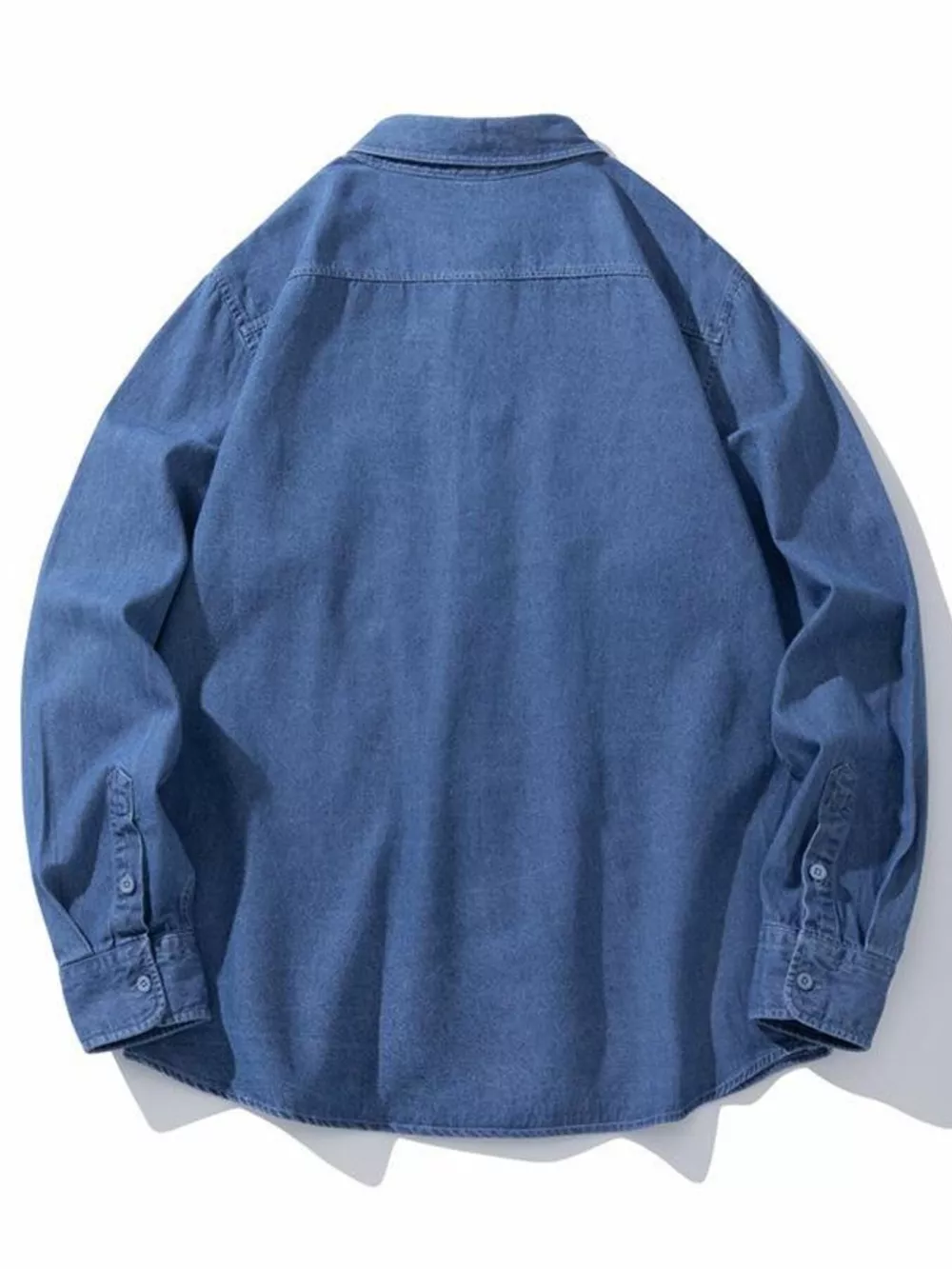 Men's Plus Size Button Up Long Sleeve Denim Shirt, image 4
