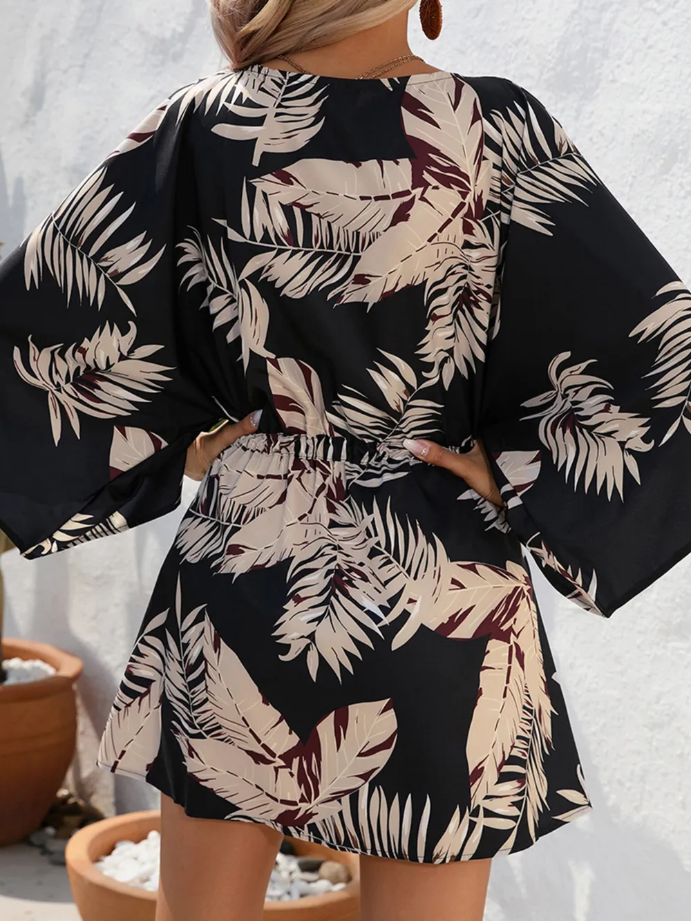 Color Block Drawstring Waist Button Up Dress, image 20