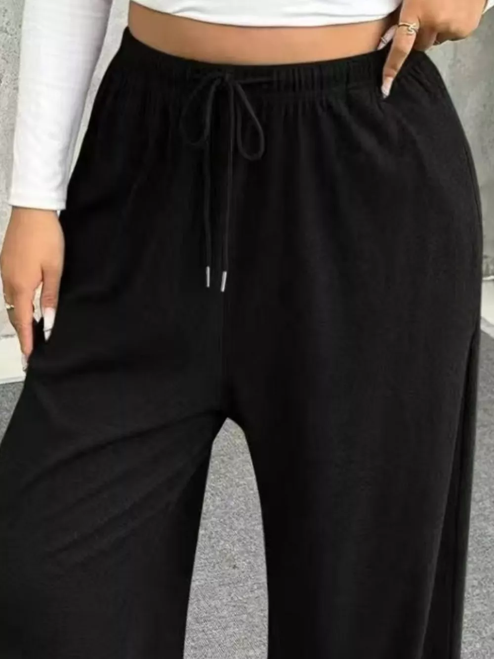 Full Size Drawstring Wide Leg Pants Plus Size, image 15