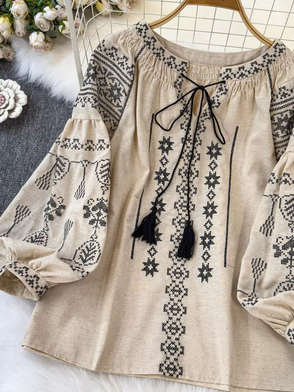 Tie Neck Long Sleeve Blouse, image 7