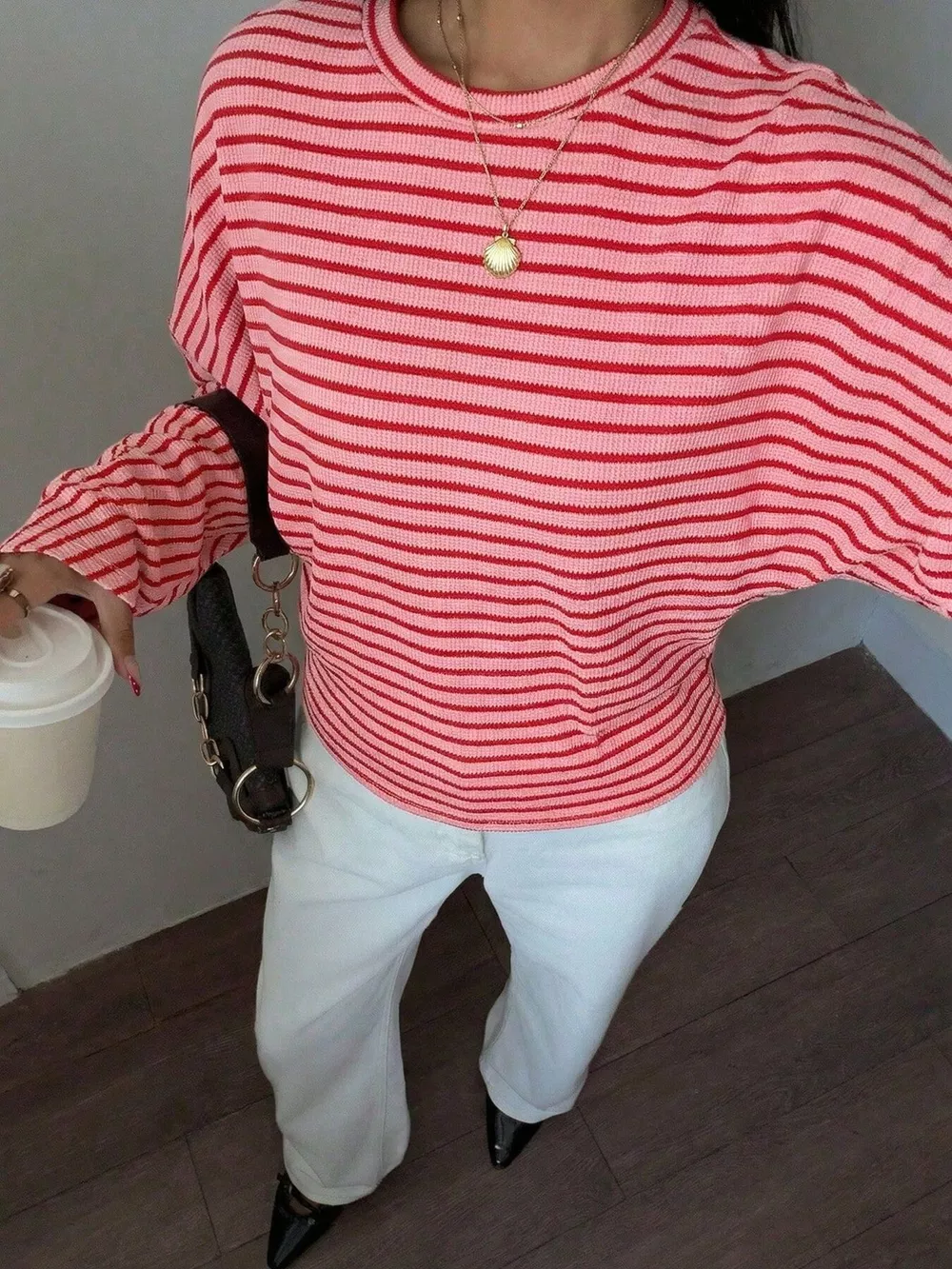 Casual Striped Batwing Sleeve T-Shirt, image 16