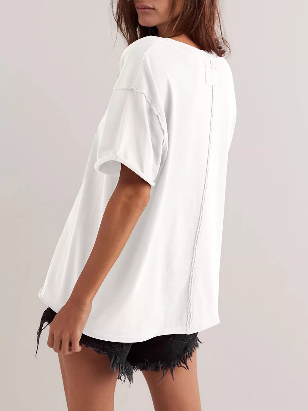 Casual Loose Fit Solid Color T-Shirt, image 14
