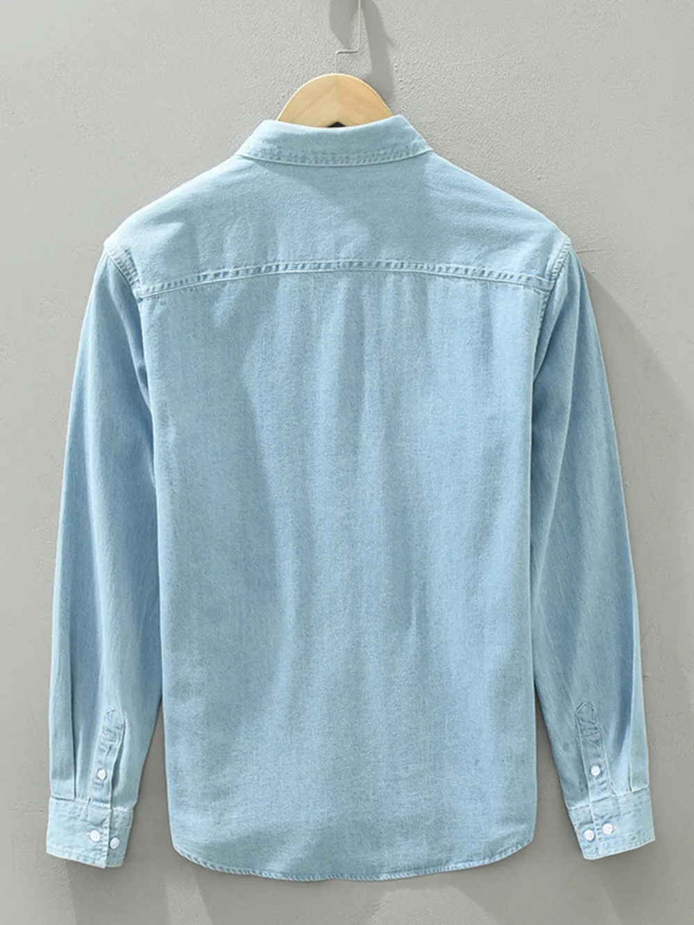 Men's Plus Size Button Up Long Sleeve Denim Shirt, image 4