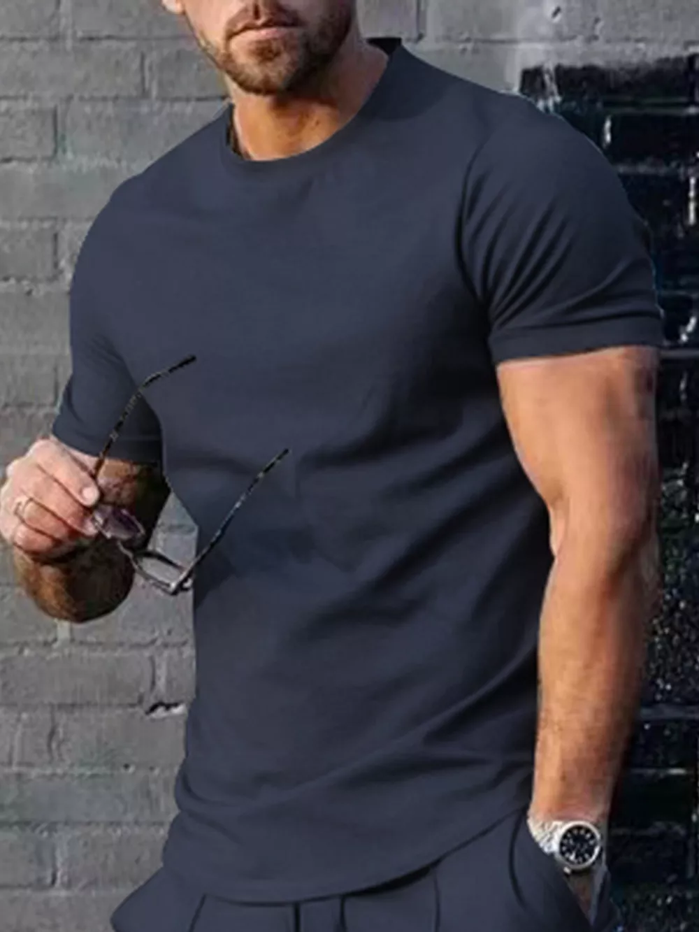 Men's Plus Size Solid Color Casual T-Shirt, image 9