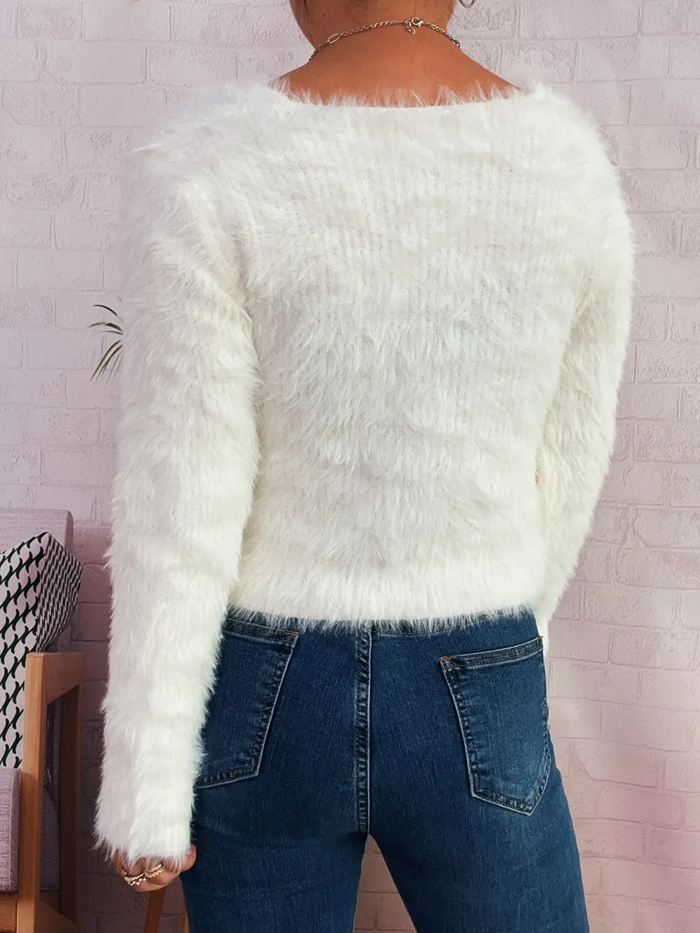 Fuzzy Heart Shape Button-Up Cardigan, image 20