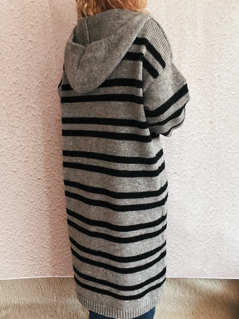 Striped Open Front Hooded Cardigan, image 17