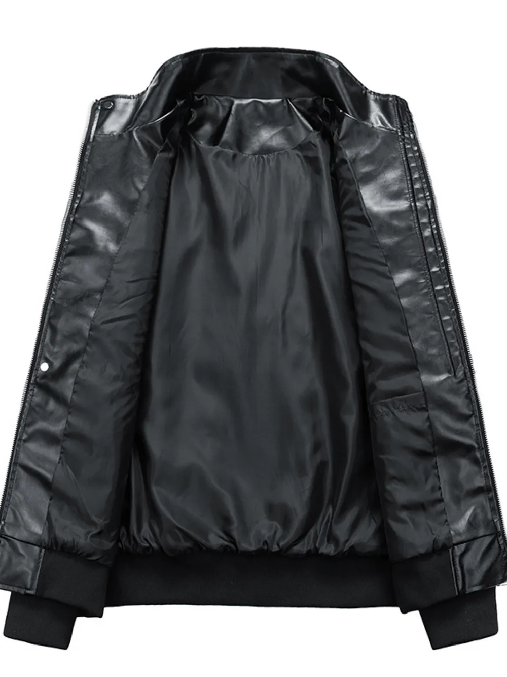 Men's Plus Size Racing Style Leather Jacket, image 3