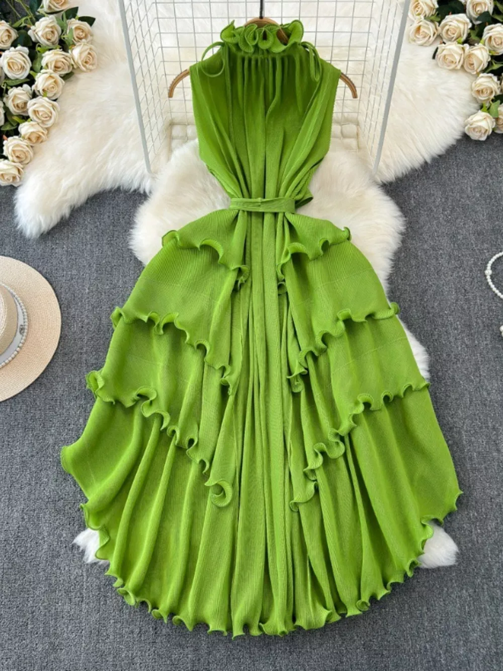 Ruffled Tiered Sleeveless Midi Dress, image 3