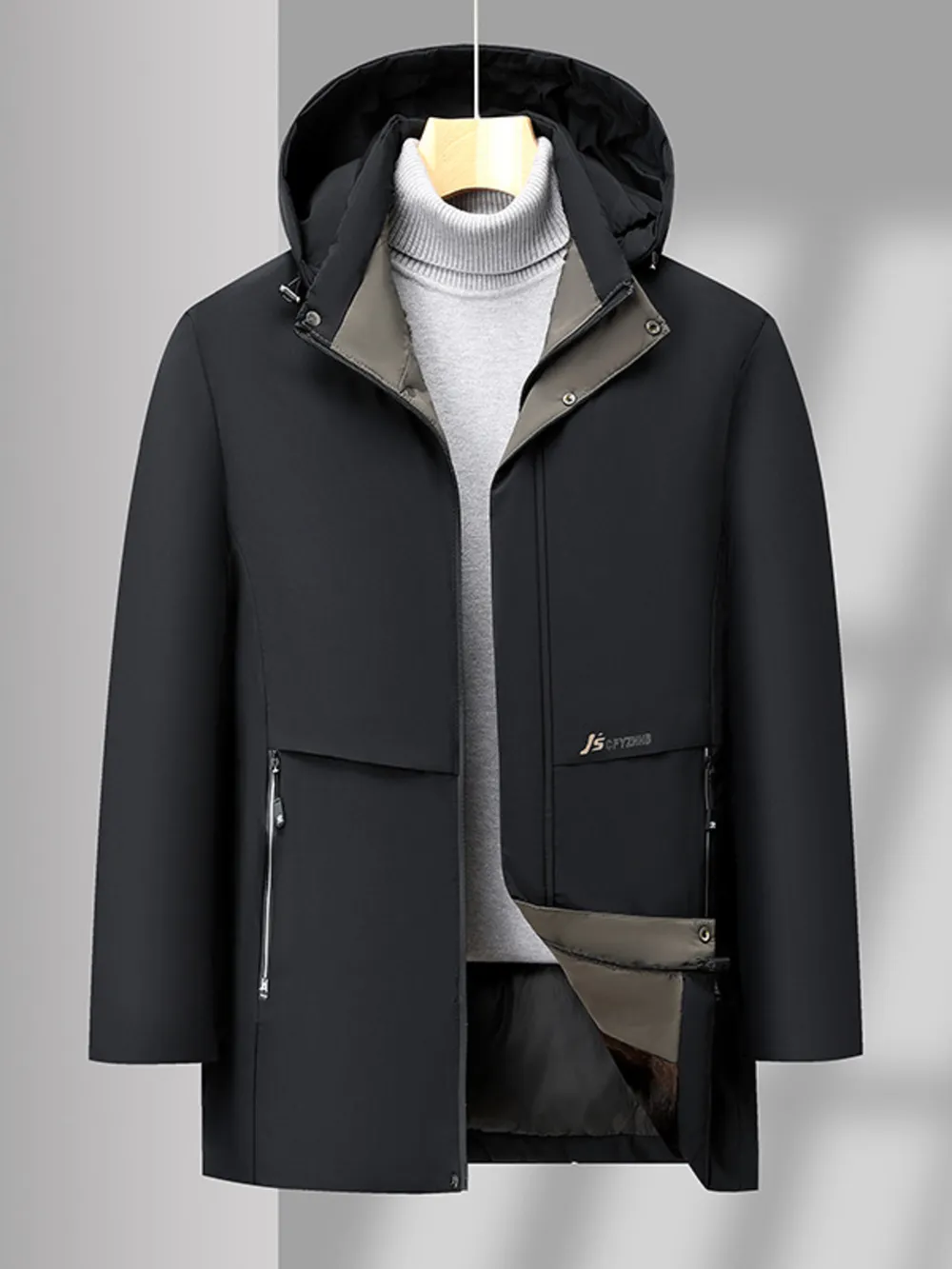 Men's Plus Size Thermal Lining Hooded Winter Coat