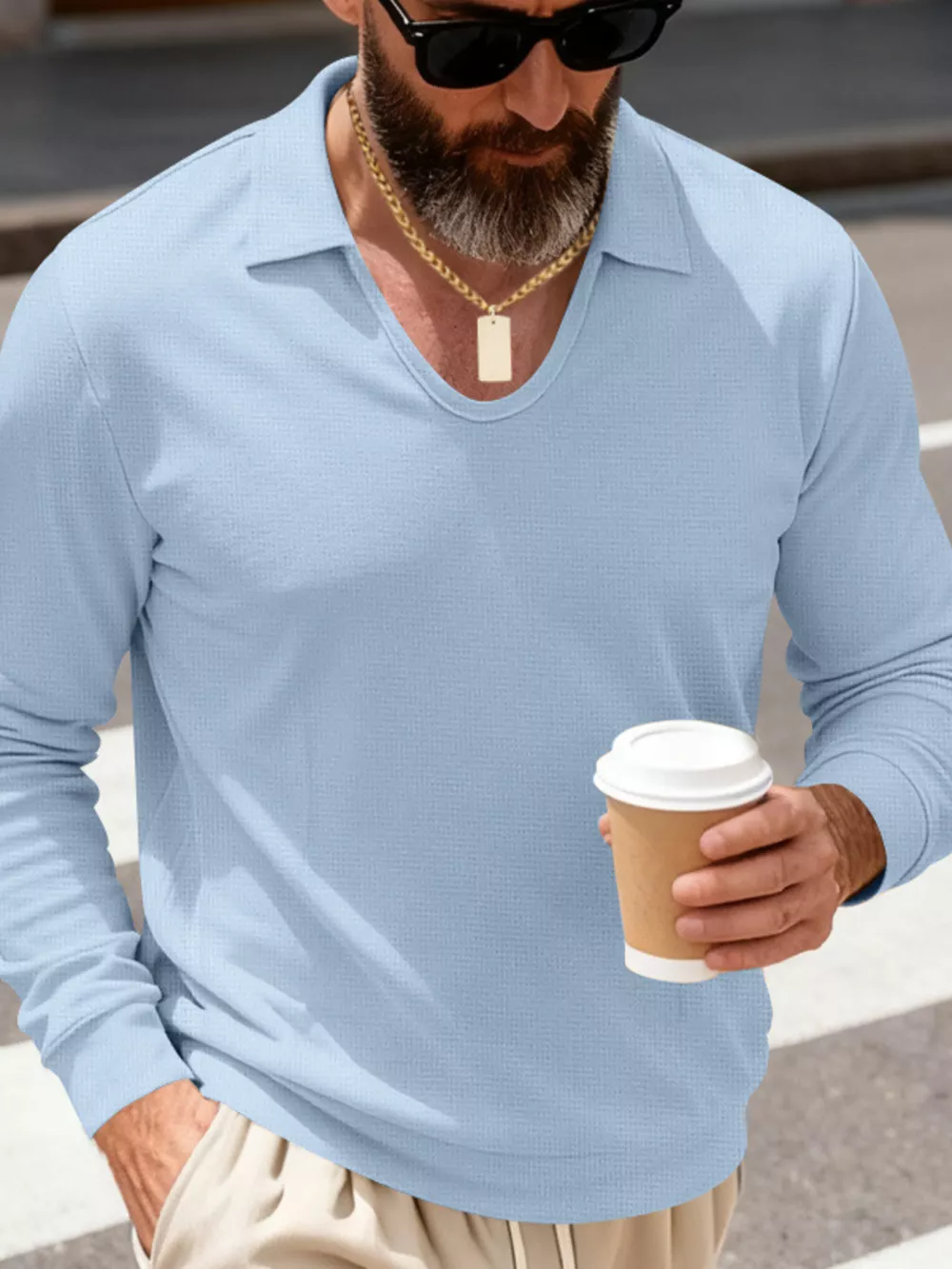 Men's Full Size Slim Fit Long Sleeve Polo Plus Size, image 9