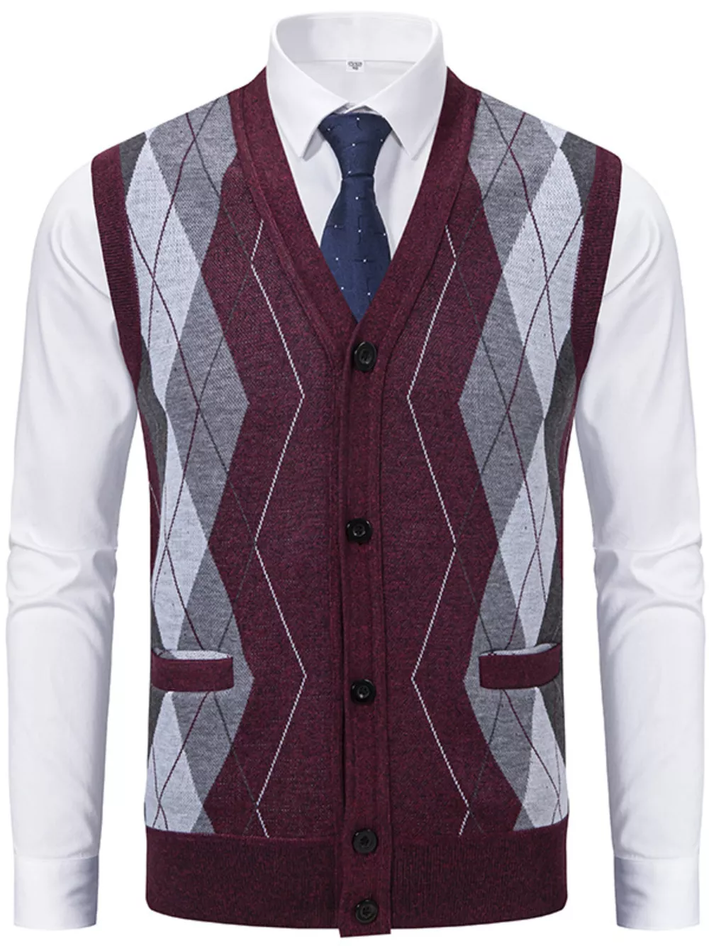 Men's Plus Size Classic Argyle Pattern Knitted Sweater Vest