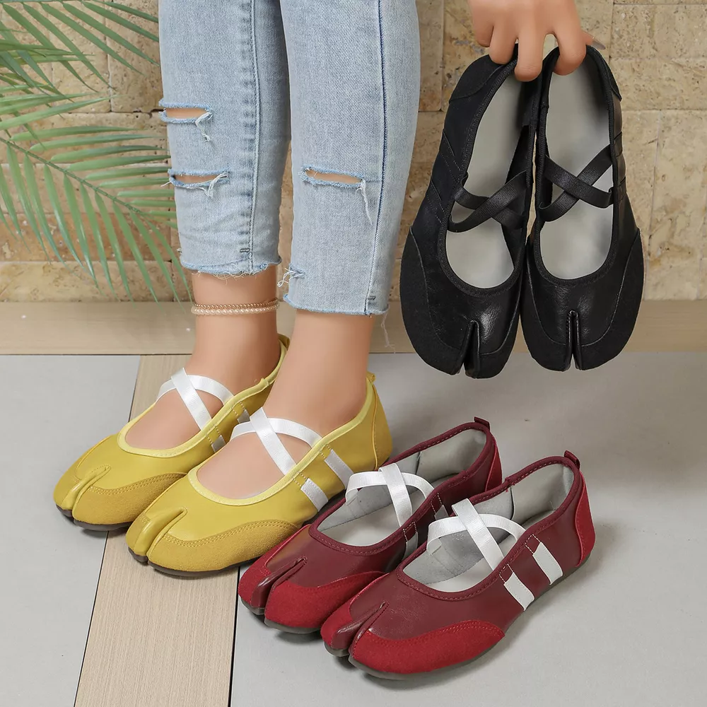 Split-Toe Tabi Ballet Sandals with Crisscross Straps, image 10