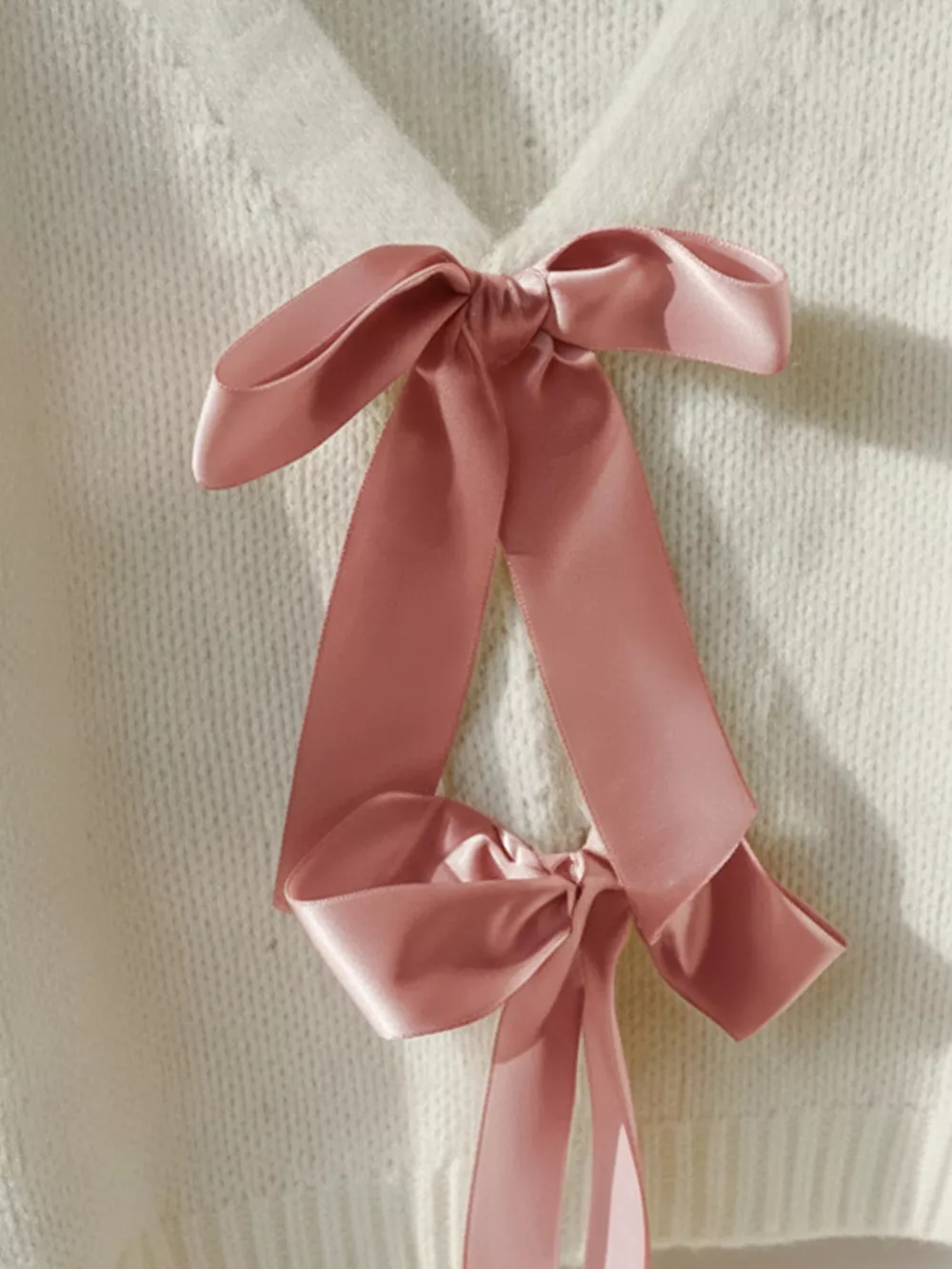 Bow-Knot Embellished V-Neck Cardigan, image 4