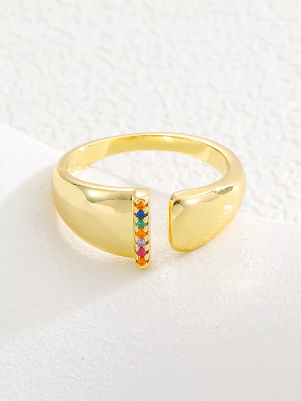 18K Gold-Plated Zircon Letter Ring, image 12