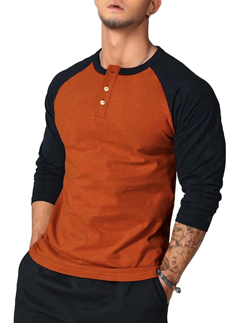 Men's Round Neck Raglan Sleeve T-Shirt, image 3
