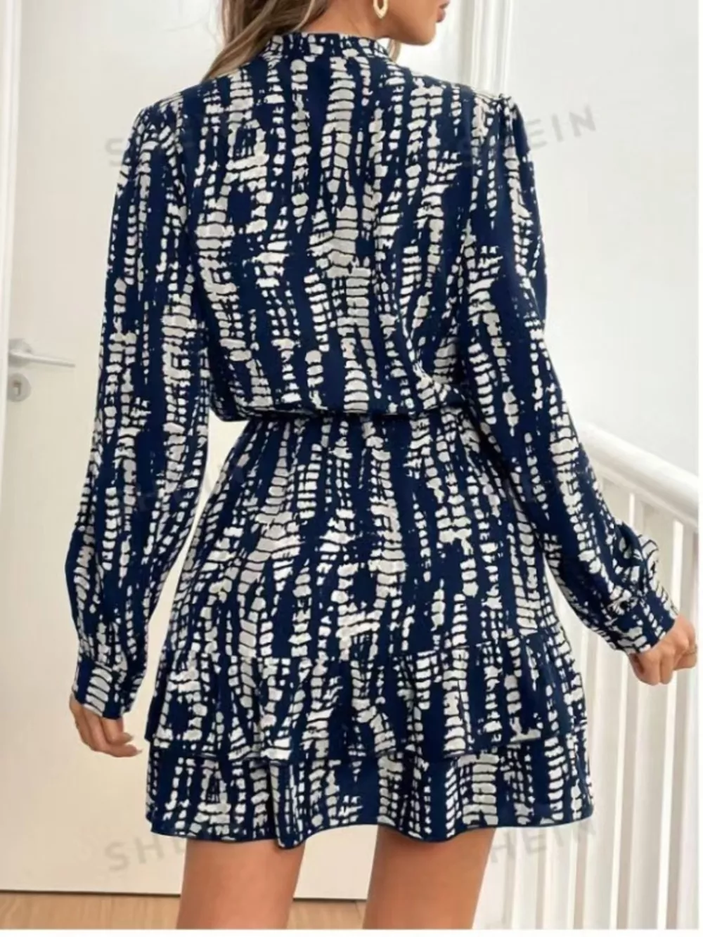 Ruffled Hem Long Sleeve Mini Dress, image 11