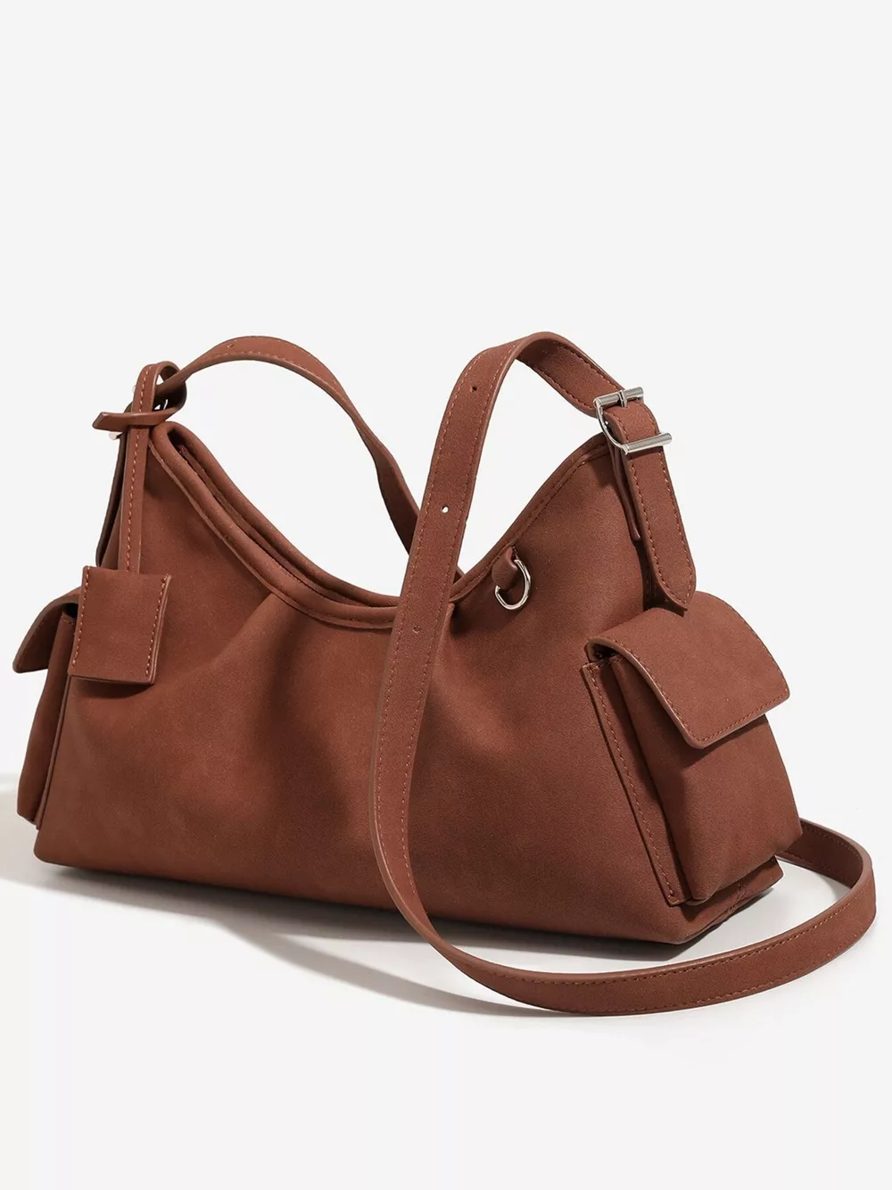Suede Ruched Shoulder Bag, image 4