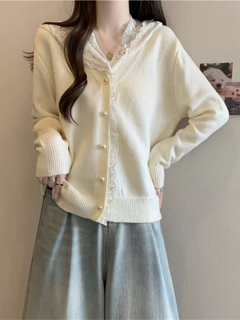 Lace Trim Hooded Cardigan, image 14