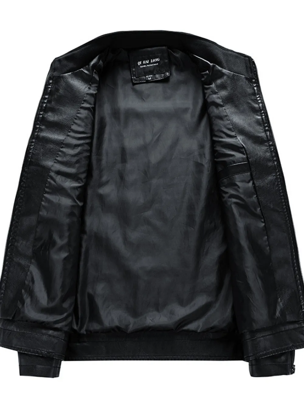 Men's Plus Size Striped Leather Moto Jacket, image 4