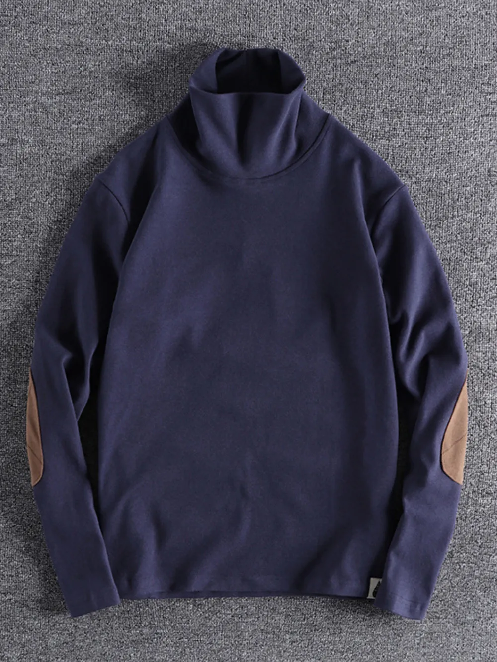Men's Turtleneck Long Sleeve Top with Patches, image 4
