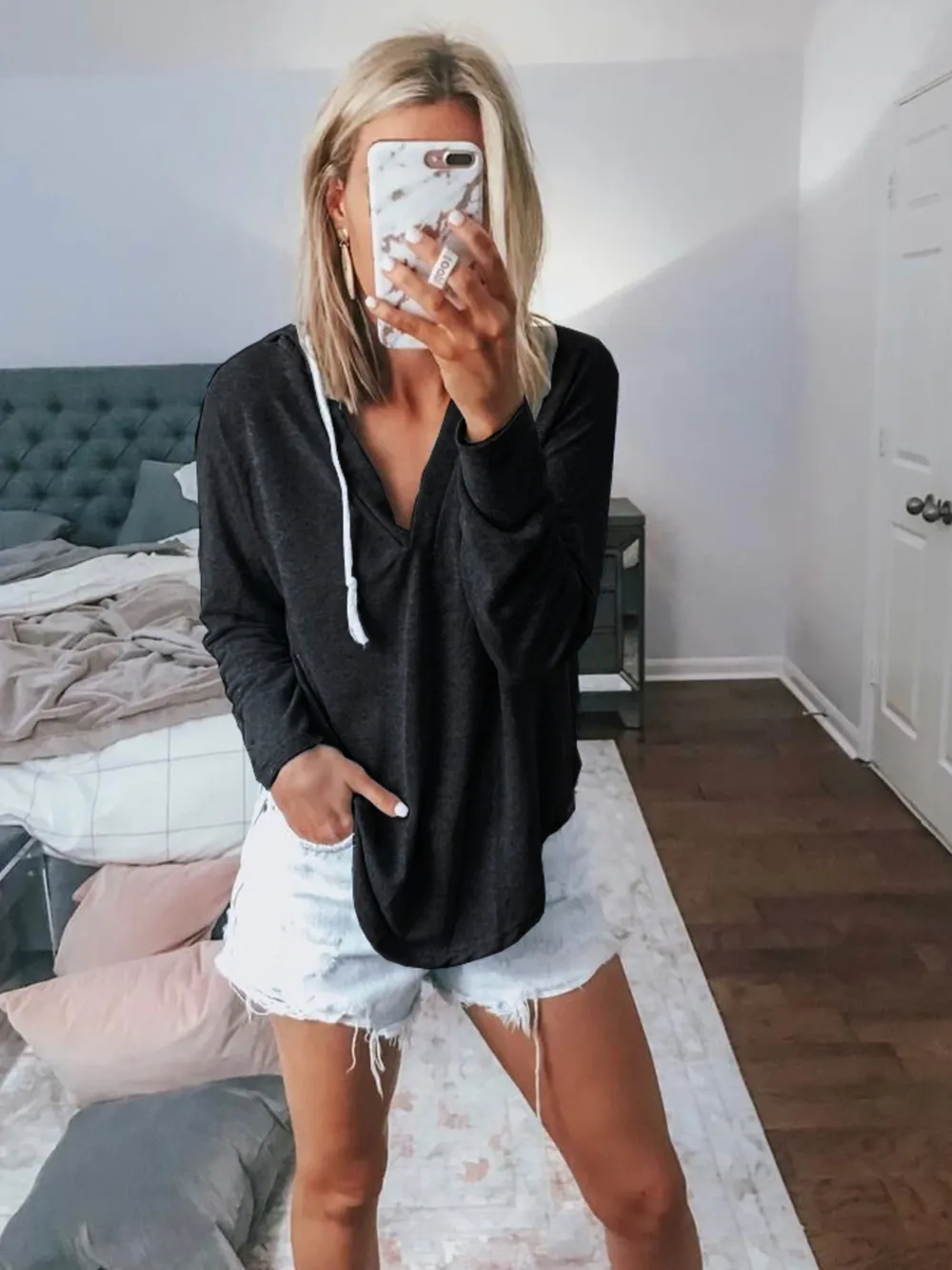 Full Size Drawstring Long Sleeve Hoodie Plus Size, image 5