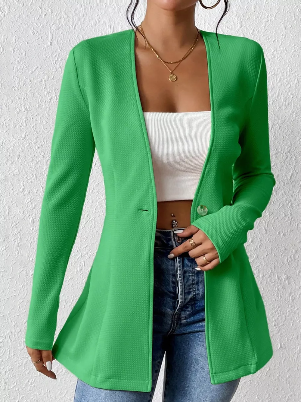 Single-Button Long Sleeve Blazer, image 10