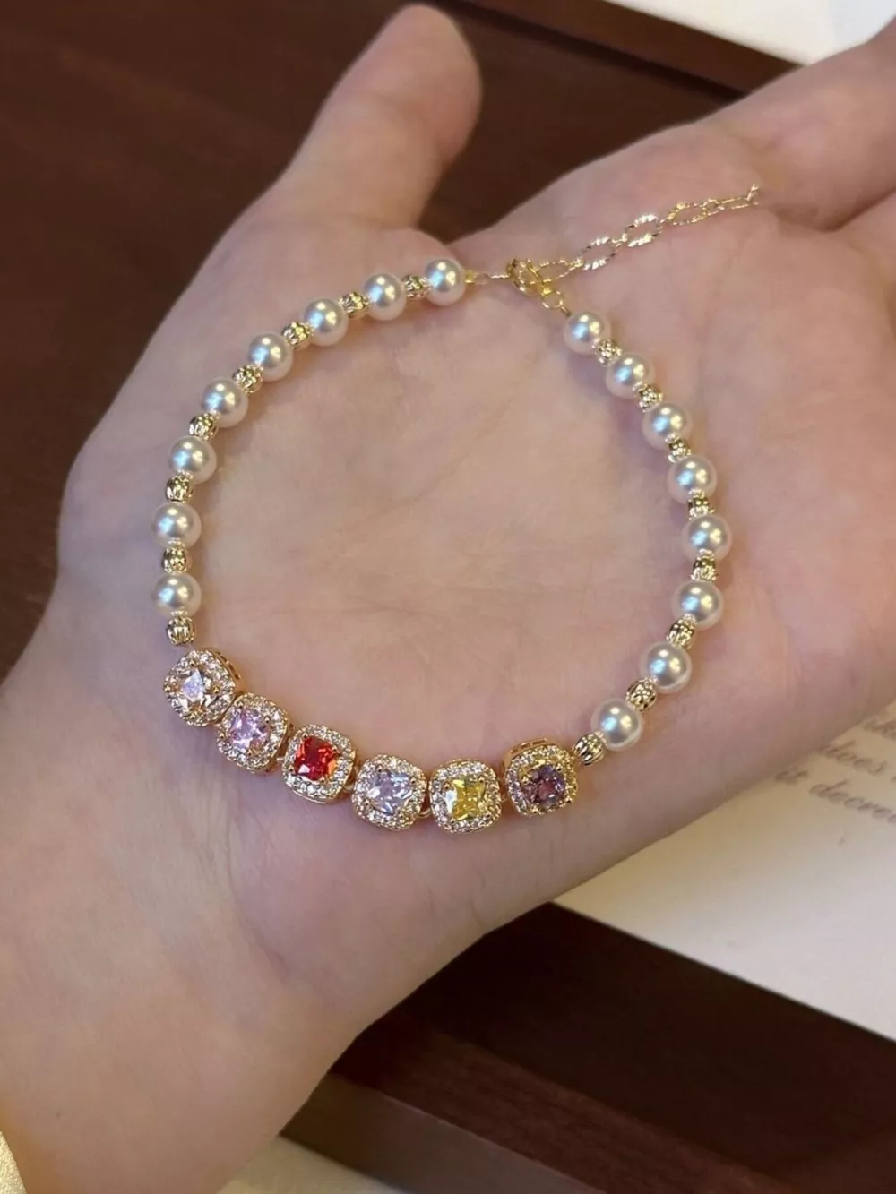Pearl & Zircon Adjustable Bracelet, image 5