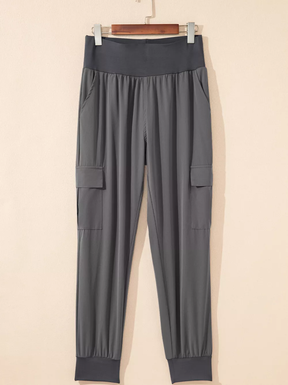 Elastic High Waist Pocketed Cargo Jogger Pants, image 9