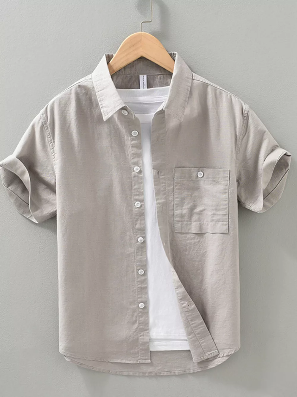 Men's Full Size Casual Short Sleeve Button-Down Shirt with Chest Pocket Plus Size, image 3