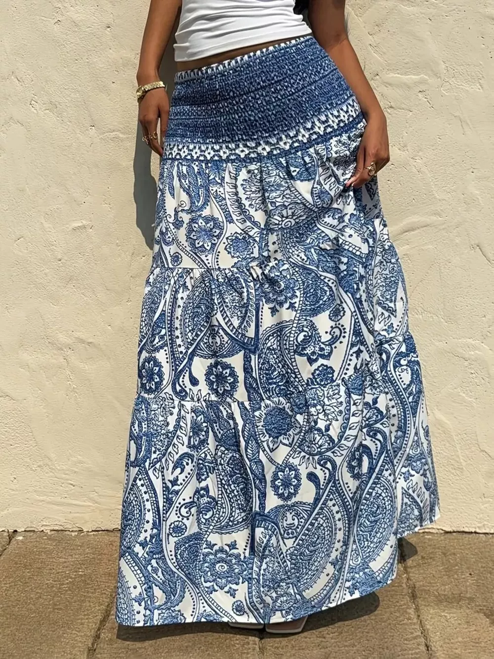 Paisley Print Maxi Skirt, image 17