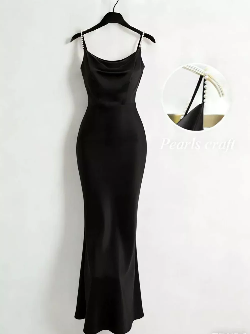 Pearl Strap Cowl Neck Satin Maxi Dress, image 4