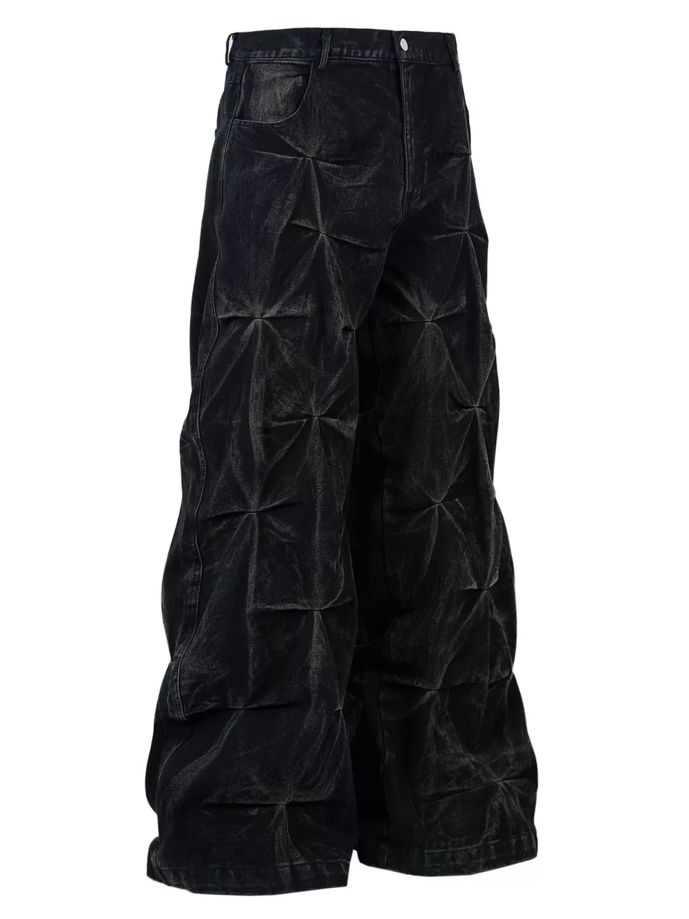 Men's Wide Leg Jeans with Ruched Detail, image 7