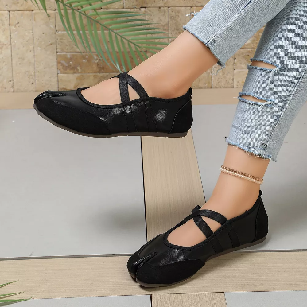 Split-Toe Tabi Ballet Sandals with Crisscross Straps, image 9
