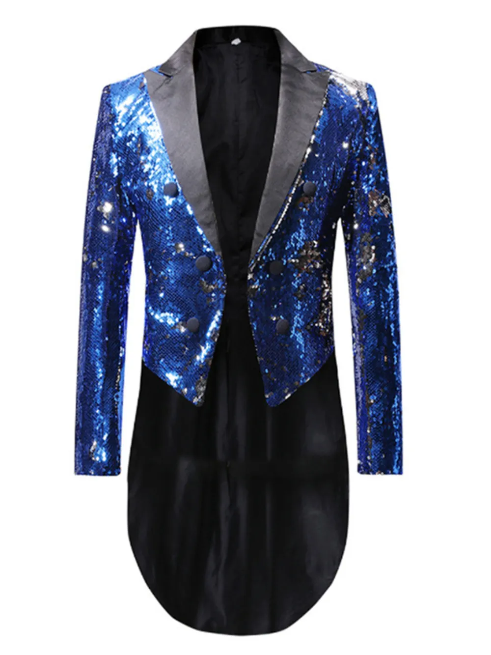 Men's Sequin Long Sleeve Tuxedo Blazer, image 2