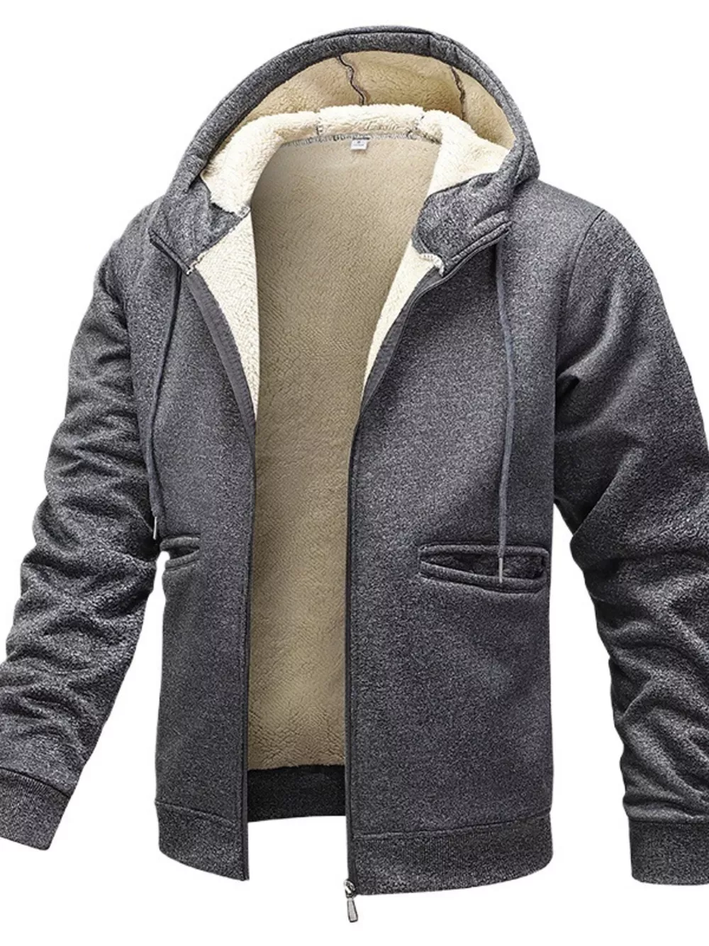 Men's Full Size Warm Fleece Lined Zip-Up Hoodie Plus Size, image 2
