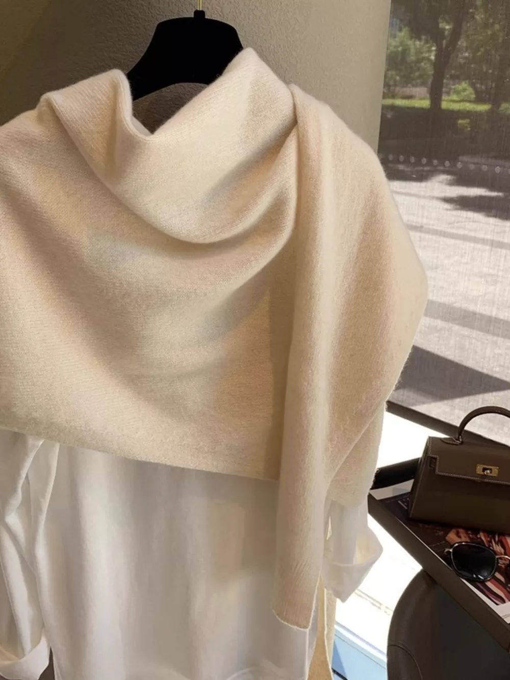Wool Knitted Asymmetrical Shawl, image 3
