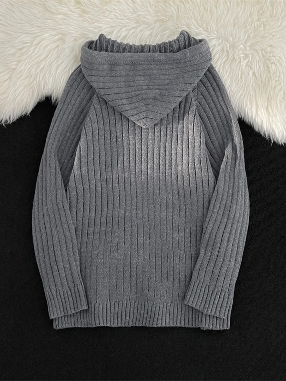 Men's Ribbed Knit Hooded Sweater, image 5