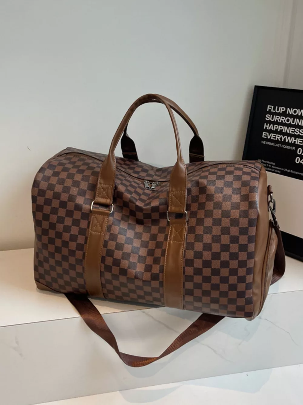 Checkered Pattern Travel Bag, image 2