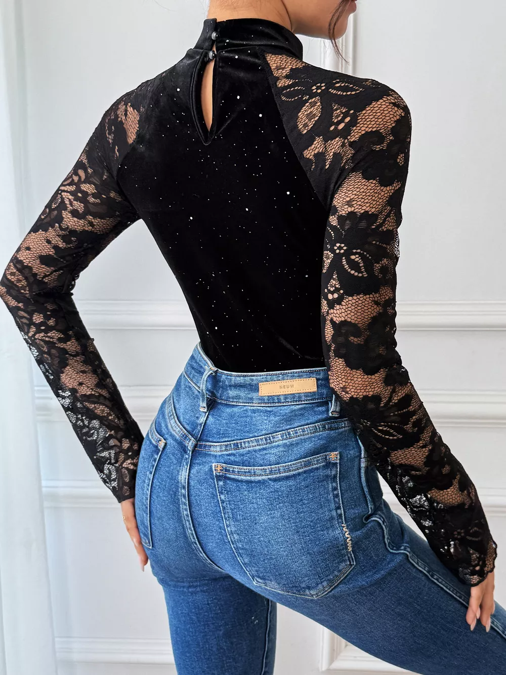 Lace Mock Neck Bodysuit, image 7