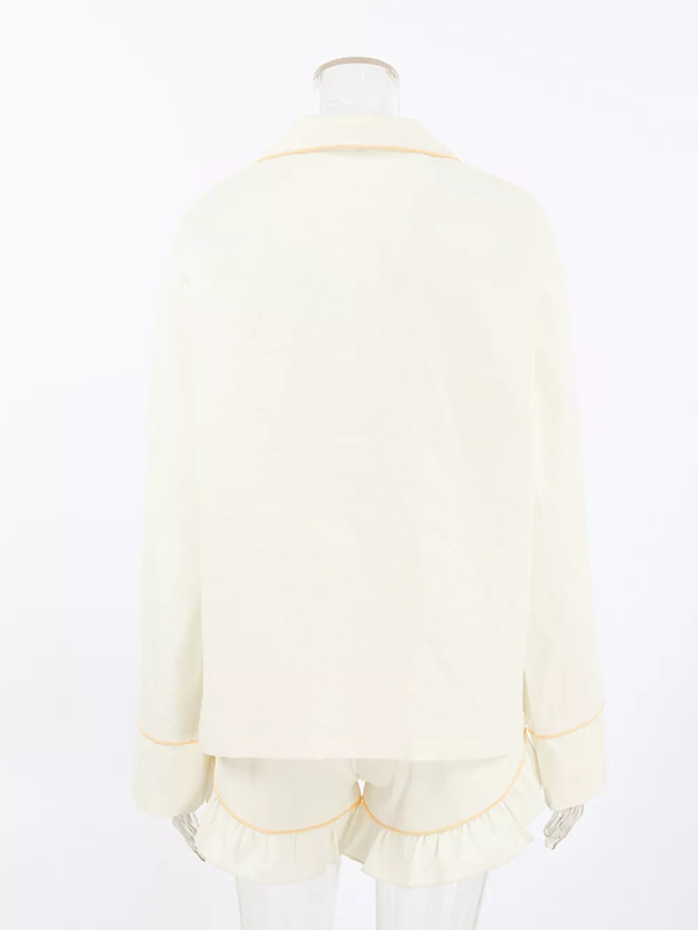 Contrast Trim Long Sleeve Top and Shorts Lounge Set, image 9
