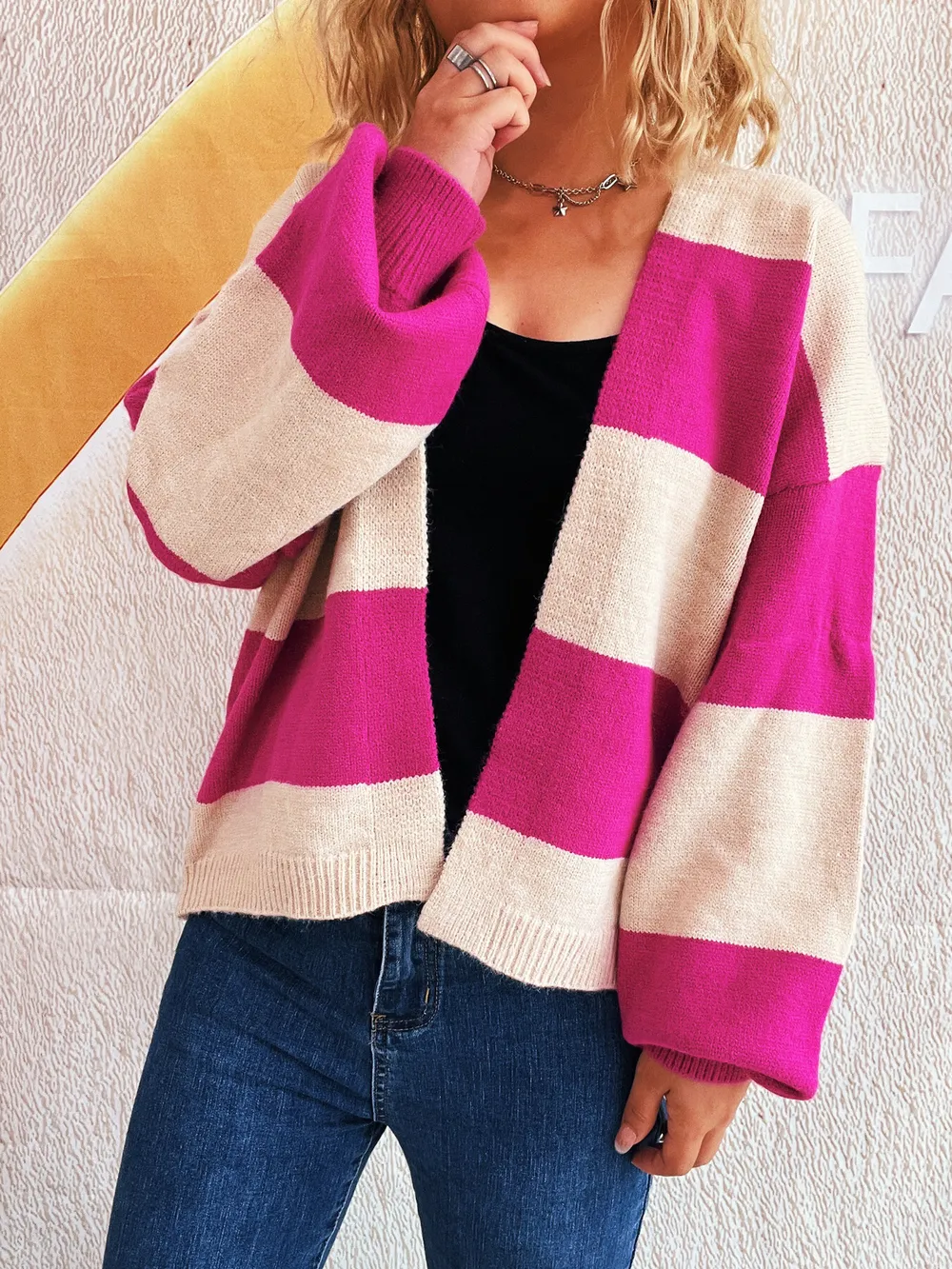 Color Block Open Front Cardigan, image 8