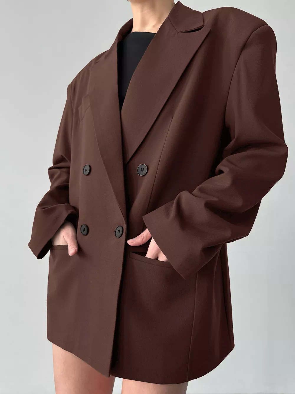 Double-Breasted Lapel Collar Blazer, image 2