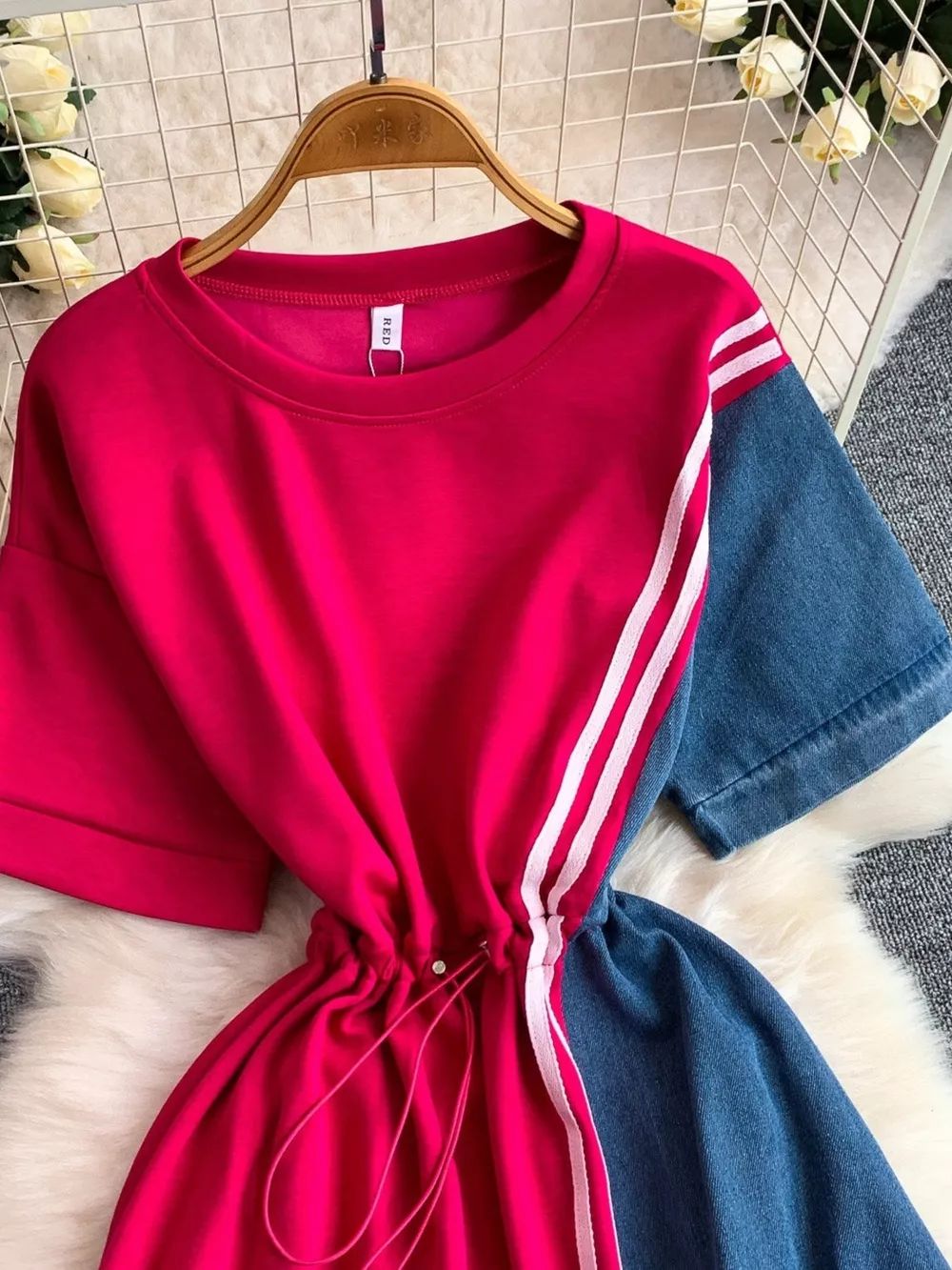 Color Block Short Sleeve Casual Dress, image 19