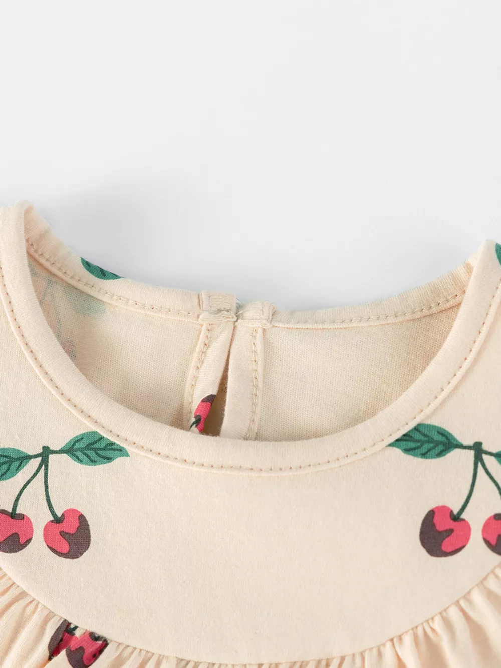 Children's Cherry Print Ruffle Neck Dress, image 3