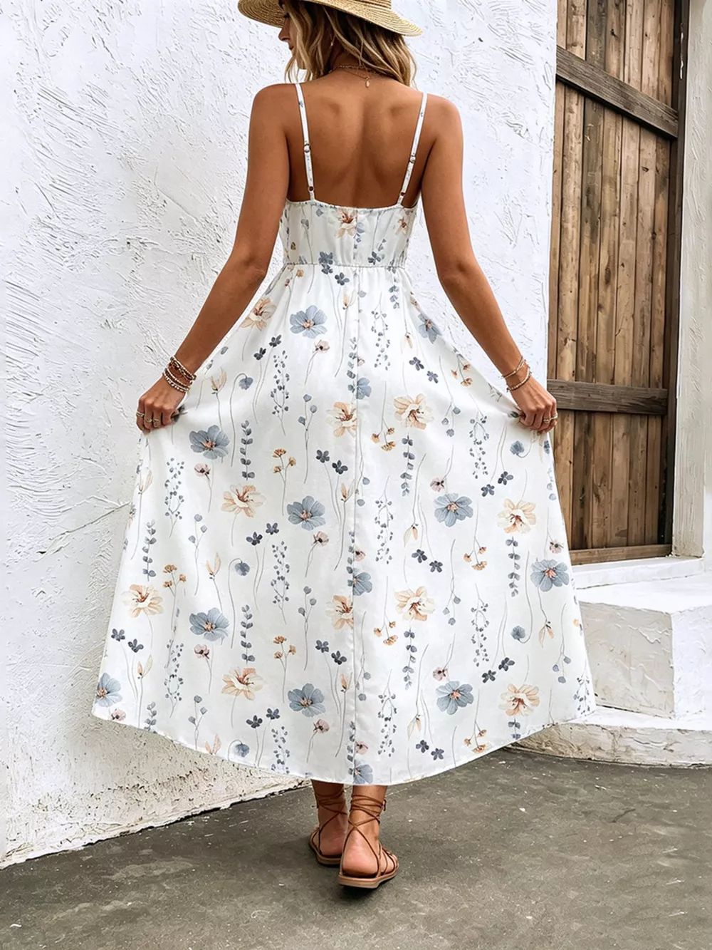 Floral Print Spaghetti Strap Midi Dress, image 3