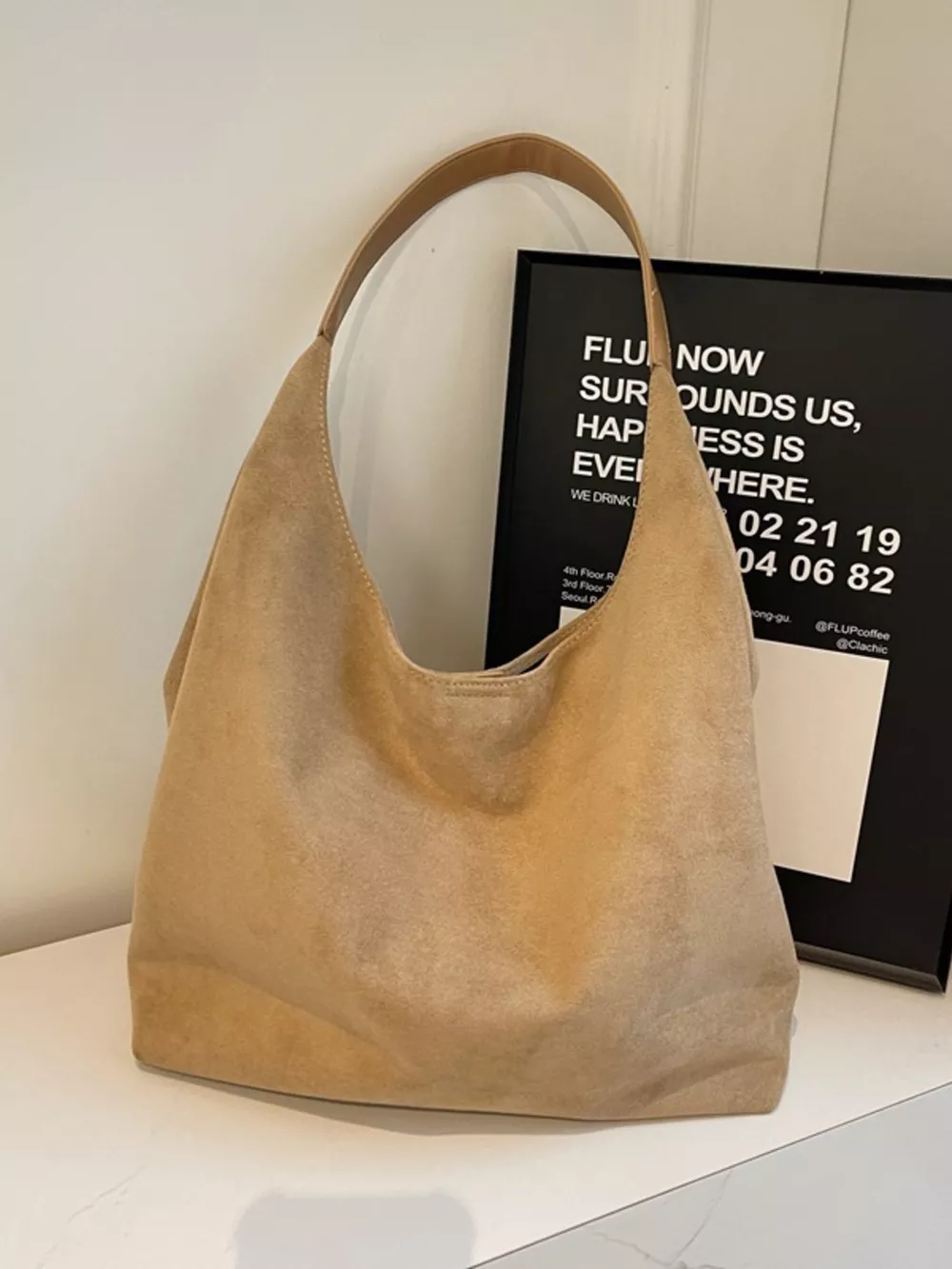 Solid Color Suede Tote Bag, image 13
