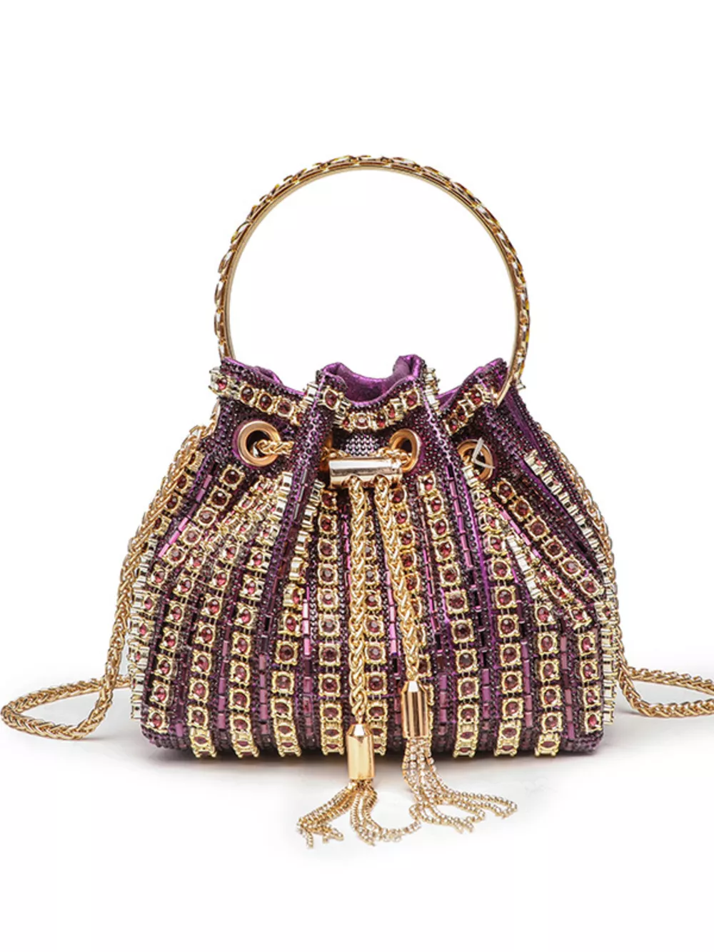 Rhinestone Embellished Bucket Crossbody Bag, image 8
