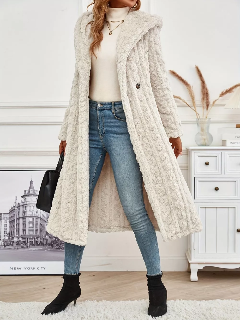 Cozy Hooded Button Up Longline Outerwear, image 2