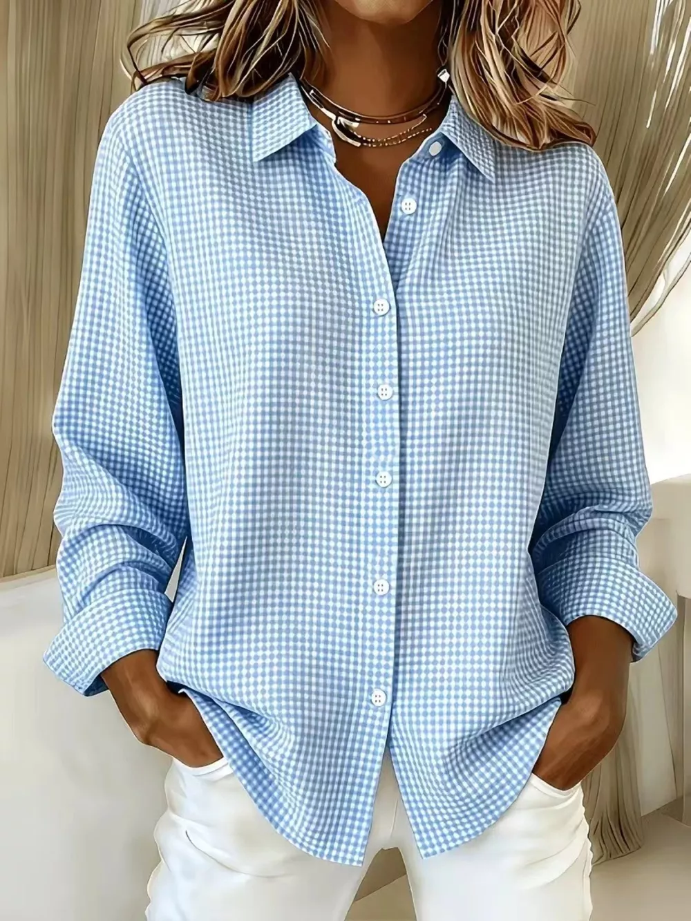 Full Size Plaid Button Up Long Sleeve Shirt Plus Size, image 3