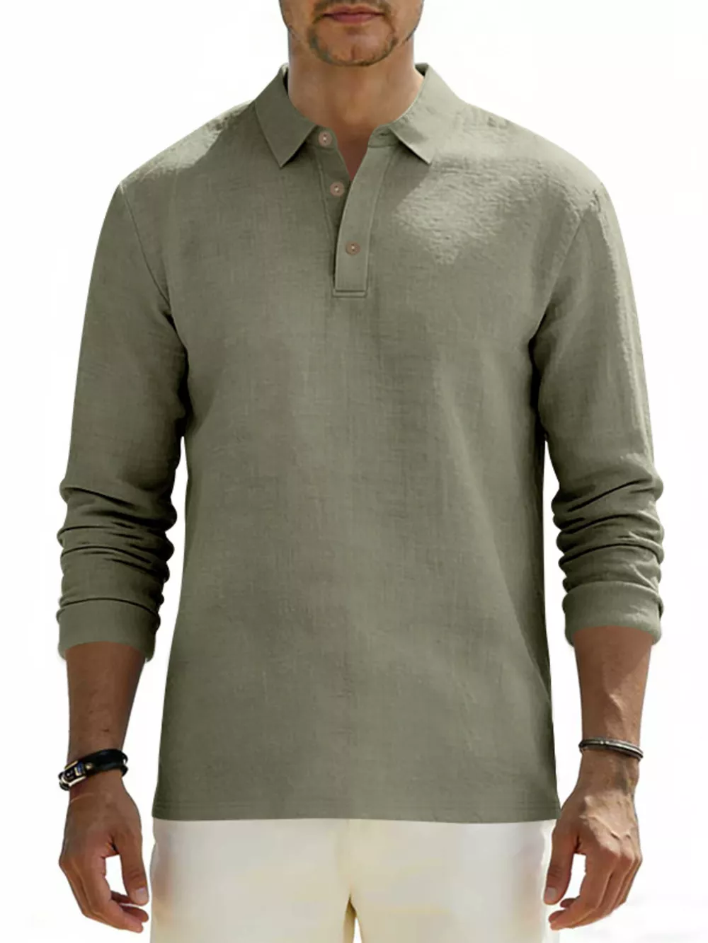 Men's Full Size Classic Long Sleeve Polo Plus Size